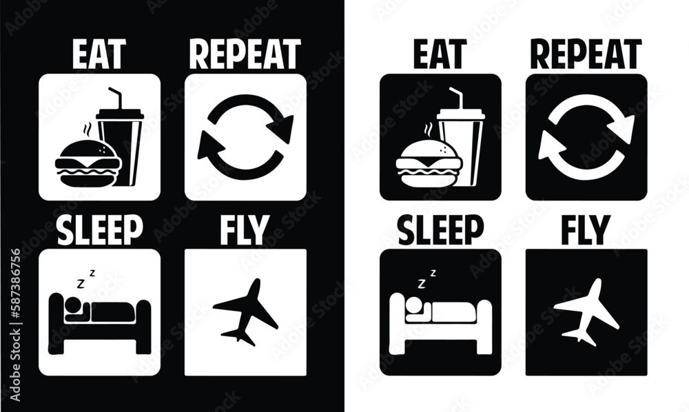 Fototapeta premium fly t-shirt , eat sleep repeat design