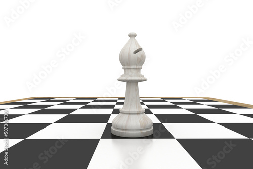 Canvas Print White bishop on chess board