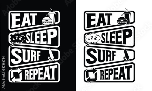 Eat sleep surf repeat with surfing man poster design