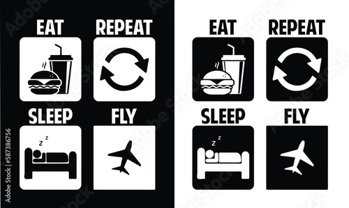 fly t-shirt , eat sleep repeat design