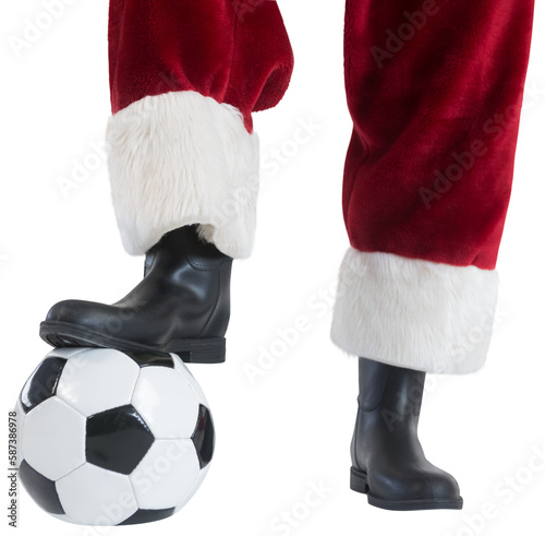 Santa Claus is playing soccer