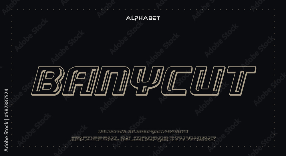 BABYCUT Abstract Fashion Best font alphabet. Minimal modern urban fonts for logo, brand, fashion, Heading etc. Typography typeface uppercase lowercase and number. vector illustration full Premium look