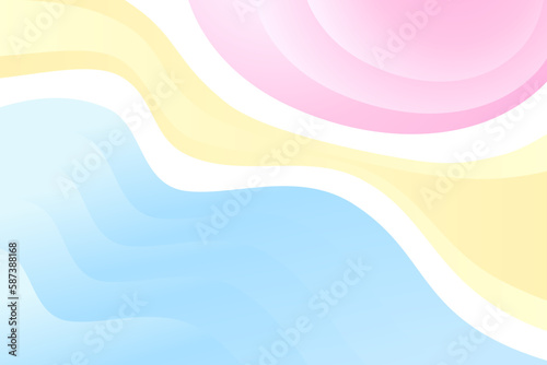Abstract Primary Pastel Color Layered Waves Background Illustration