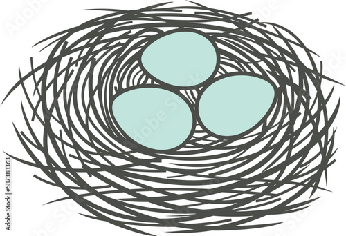 Nest logo. Isolated nest on white background. Egg