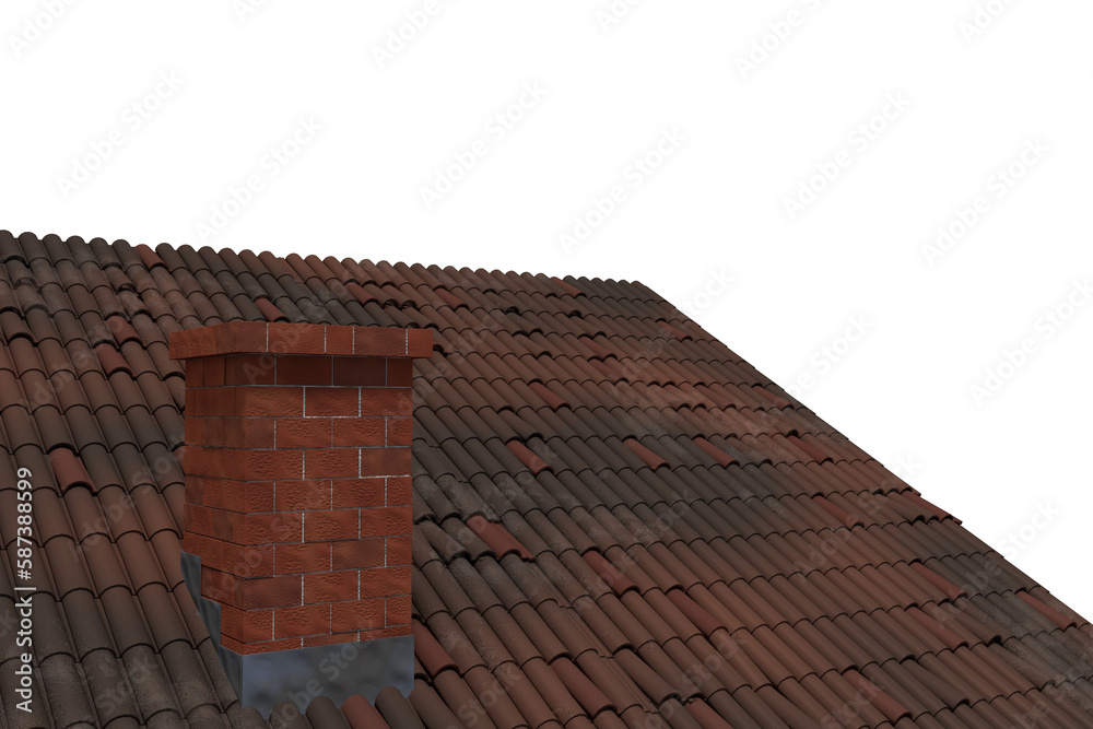 Digital image of smoke stack on rooftop Digital image of smoke stack on rooftop