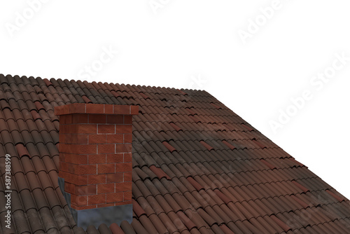 Digital image of smoke stack on rooftop