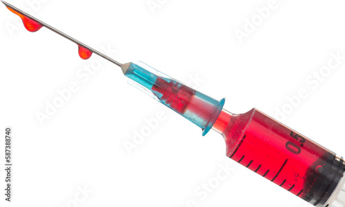 Syringe with red liquid 