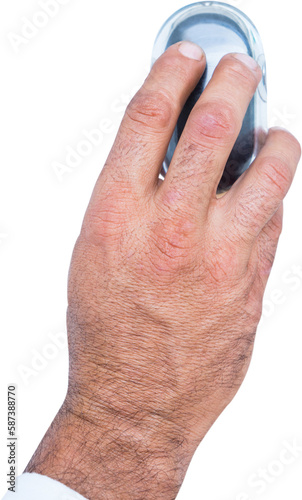 Businessman holding a mouse