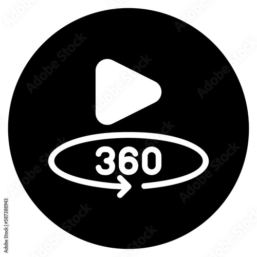 360 video glyph icon