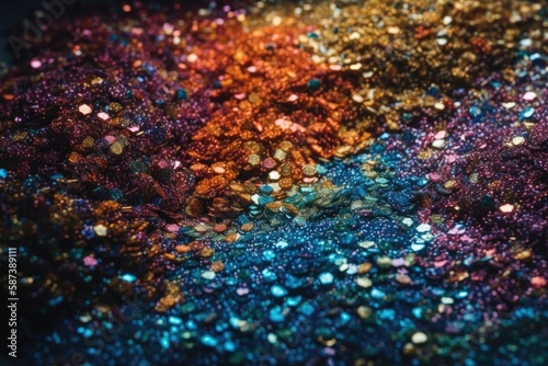 vibrant mix of glitter particles up close. Generative AI