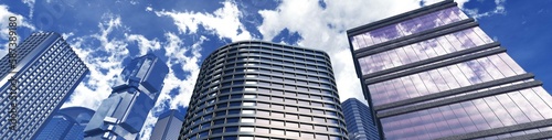 Skyscrapers  high-rise buildings from below against the background of the sky  cityscape  panorama of skyscrapers  3D rendering