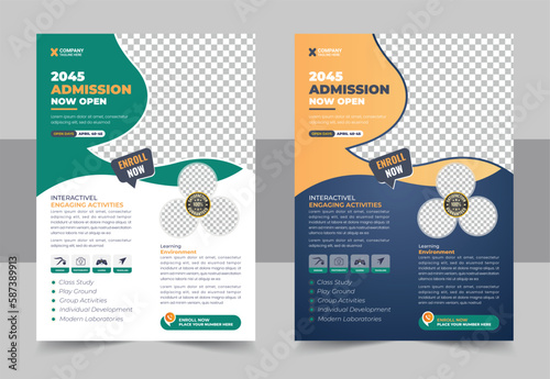 Kids back to school education admission flyer poster template, Creative and modern online school kids education admission flyer poster layout , book cover, leaflet, poster, brochure template