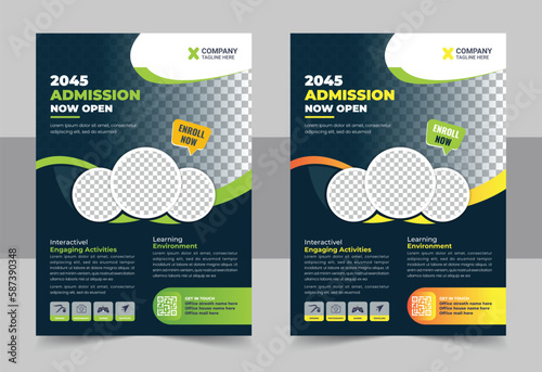 Kids back to school education admission flyer poster template, Creative and modern online school kids education admission flyer poster layout , book cover, leaflet, poster, brochure, template