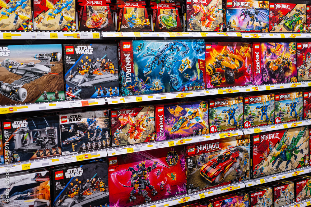 Gothenburg, Sweden - november 06 2022: Full assortment of Lego sets in a  toy store. Stock Photo | Adobe Stock