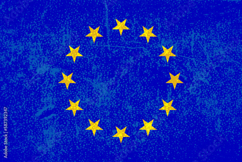 Flag of European Union on grunge painted surface background
