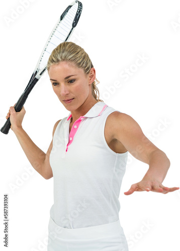 Athlete playing tennis with a racket 