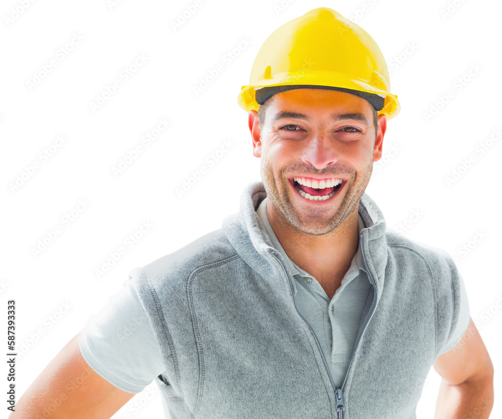 Portrait of handyman laughing Portrait of handyman laughing