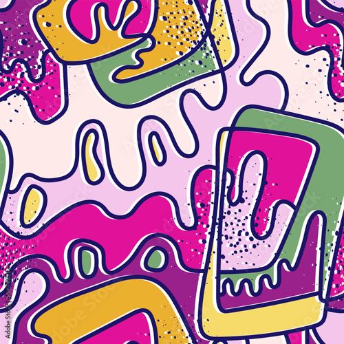 Abstract seamless urban pattern with wave colorful shapes