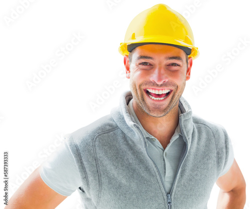 Portrait of handyman laughing