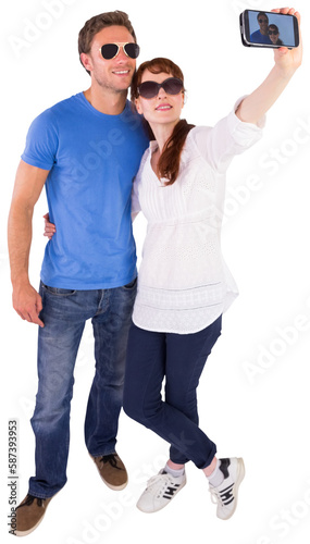 Couple using camera for picture