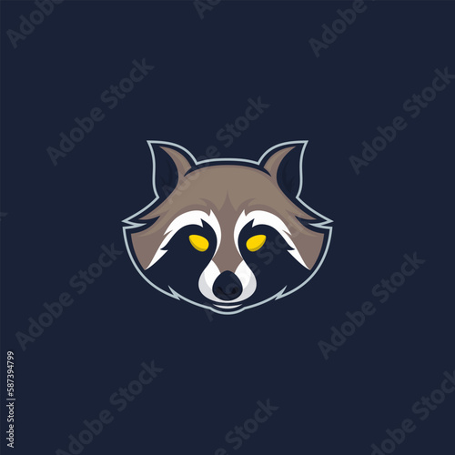 raccoon head animal logo vector