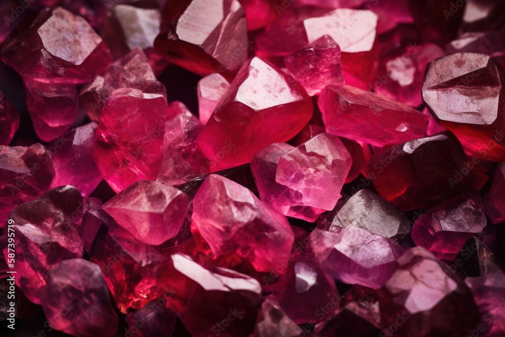 a close up of a bunch of pink crystals on a black background with a white border around the edges of the image and the top of the crystals in the middle of the picture. generative ai a close up of a bunch of pink crystals on a black background with a white border around the edges of the image and the top of the crystals in the middle of the picture. generative ai