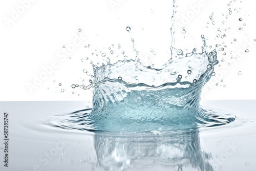  a water splash with a white background and a blue water splashing from the top of the water to the bottom of the water surface. generative ai