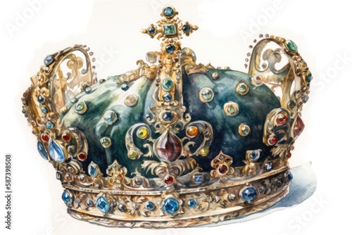 royal crown adorned with sparkling jewels. Generative AI