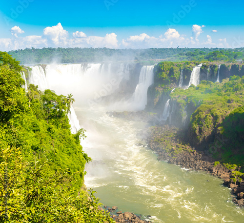 Beautiful Iguazu Falls  one of the Seven Natural Wonders of the World  Foz do Igua  u  Brazil