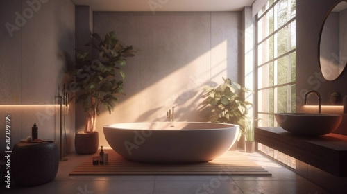 3d render of a bathroom created with Generative AI technology.