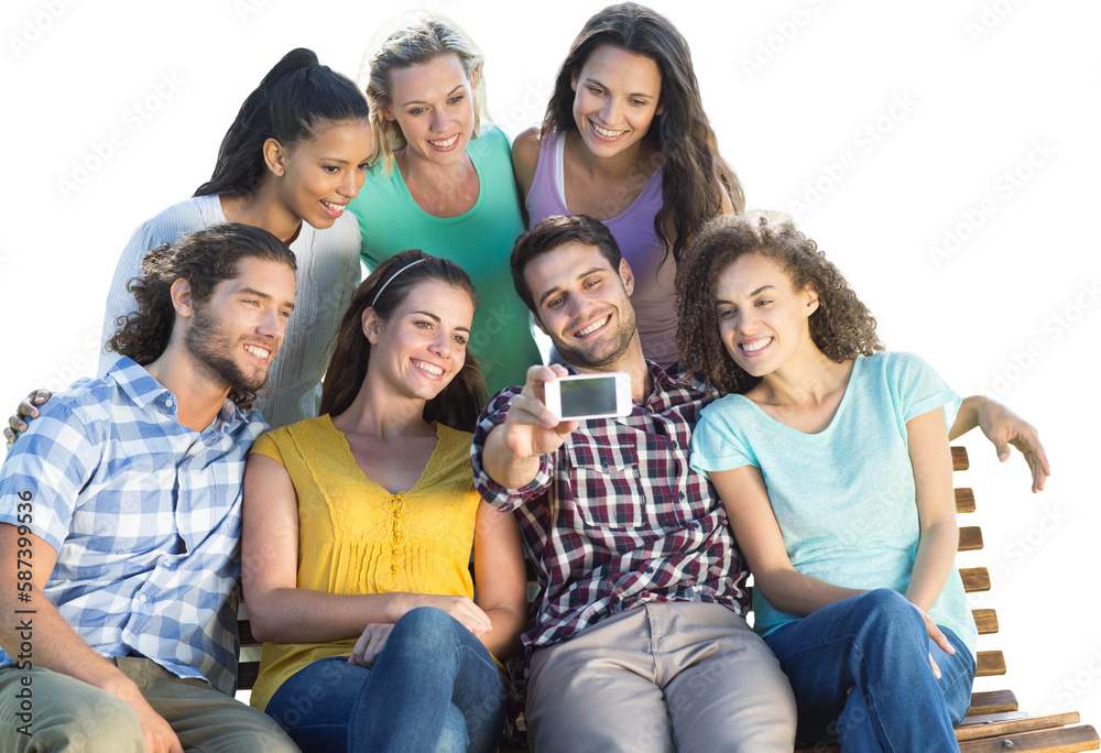 Smiling friends taking a selfie Smiling friends taking a selfie