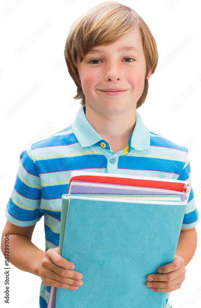 Cute pupil smiling at camera in library Cute pupil smiling at camera in library