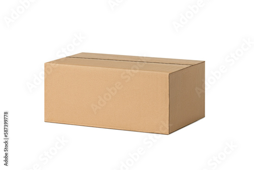 Cardboard box closed for delivery, parcels. On an empty background. PNG © MM