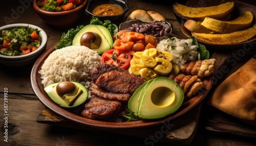 Colombian food by Generative AI. photo