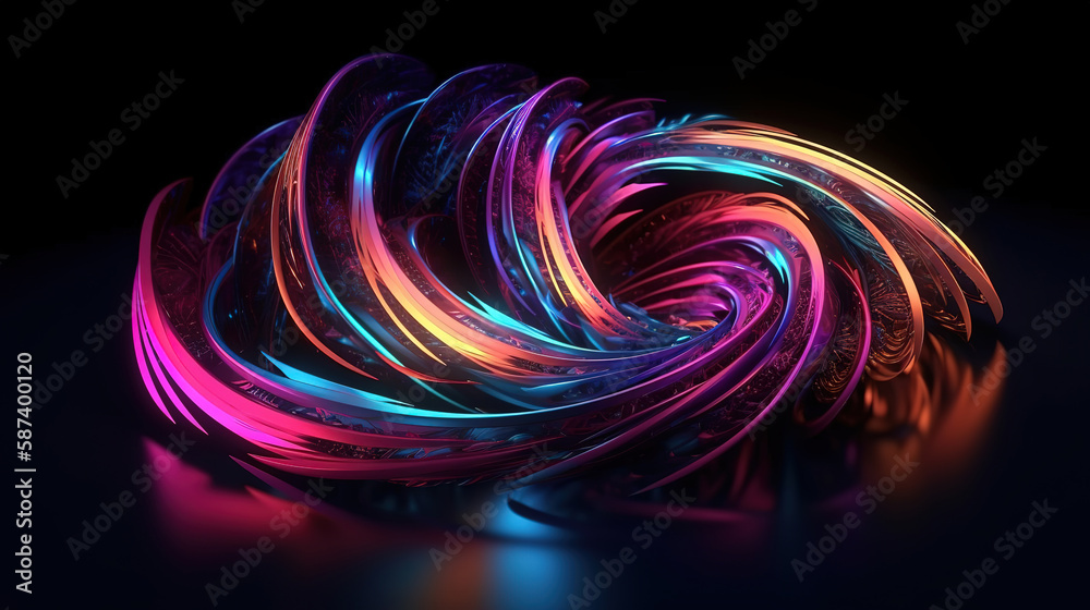 3d render, abstract neon background. Generative Ai 3d render, abstract neon background. Generative Ai