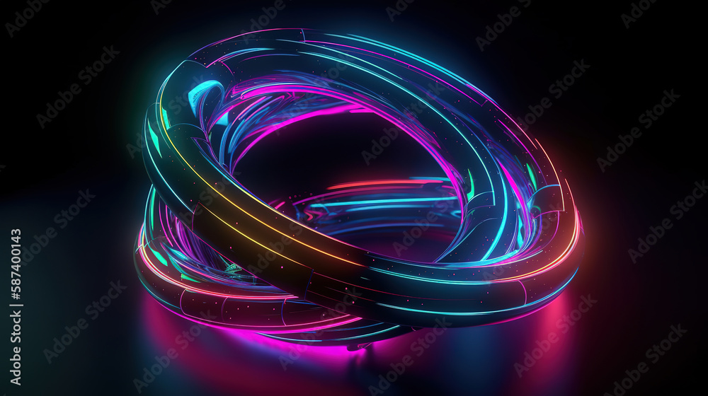 3d render, abstract neon background. Generative Ai