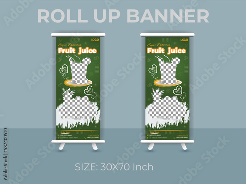 Restaurant food menu roll up banner  template. delicious food standee banner layout.