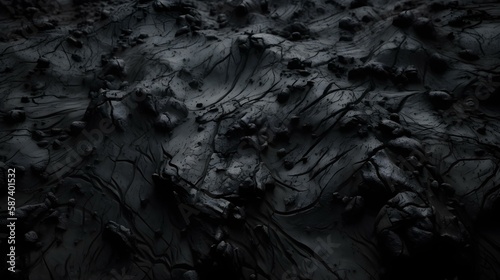 Black or Dark Grey Rough Soil-Like Texture Background