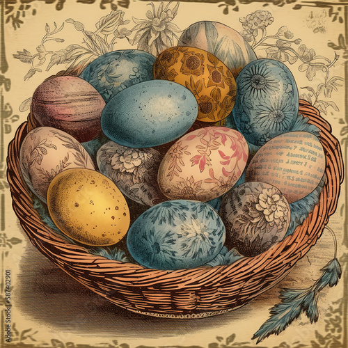 Easter Old-fashioned: A Charming Nostalgic Journey into the Heart of Vintage Easter Celebrations - Delight in the Beauty of Yesteryear's Easter with Vintage Flair and Elegance - Generative AI