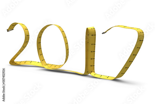Digital image of new year written with tape measure