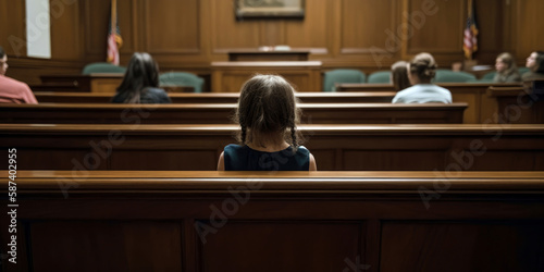Slika na platnu lonely child in a courtroom, the field of child advocacy (created with Generativ