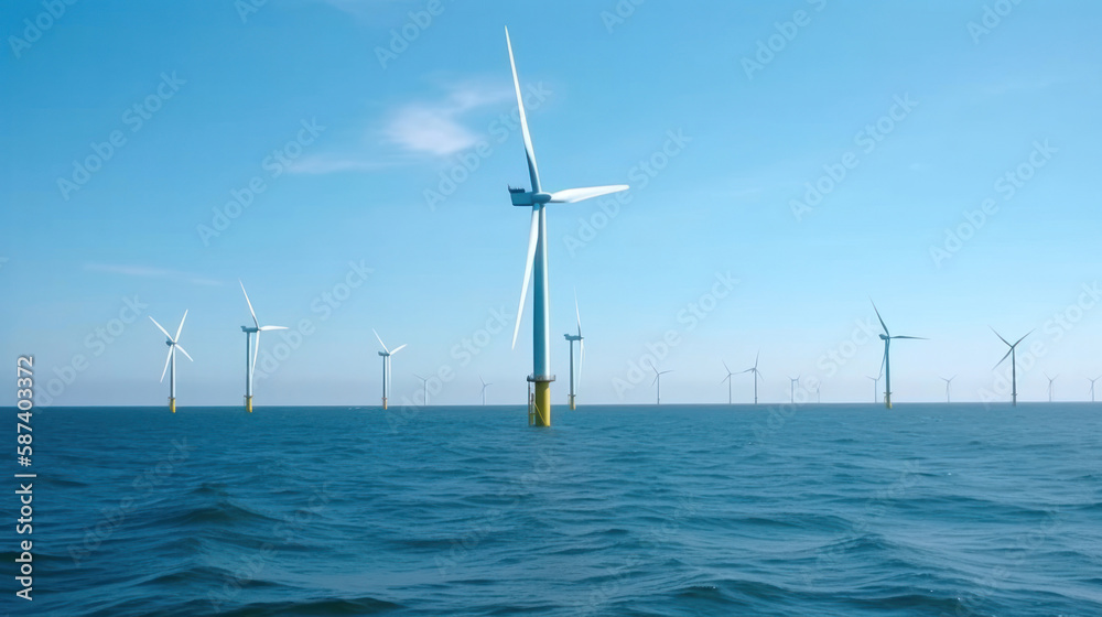 Offshore Wind turbines in the ocean