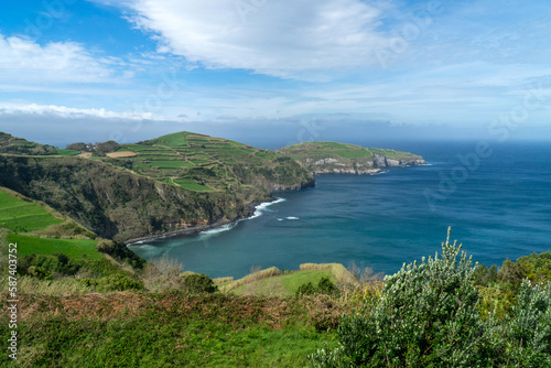 Green cliffs of Sao Miguel island, Azores, Portugal. © Jmanita