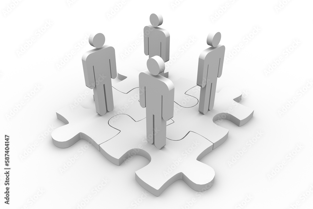High angle view of human standing on jigsaw puzzle