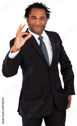 Businessman showing okay sign 