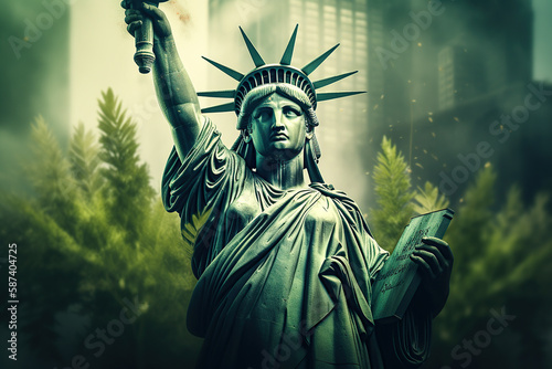 statue of liberty in a marijuana plantation Generative AI 