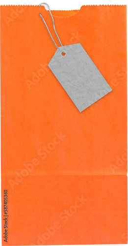 Orange paper bag with price tag 