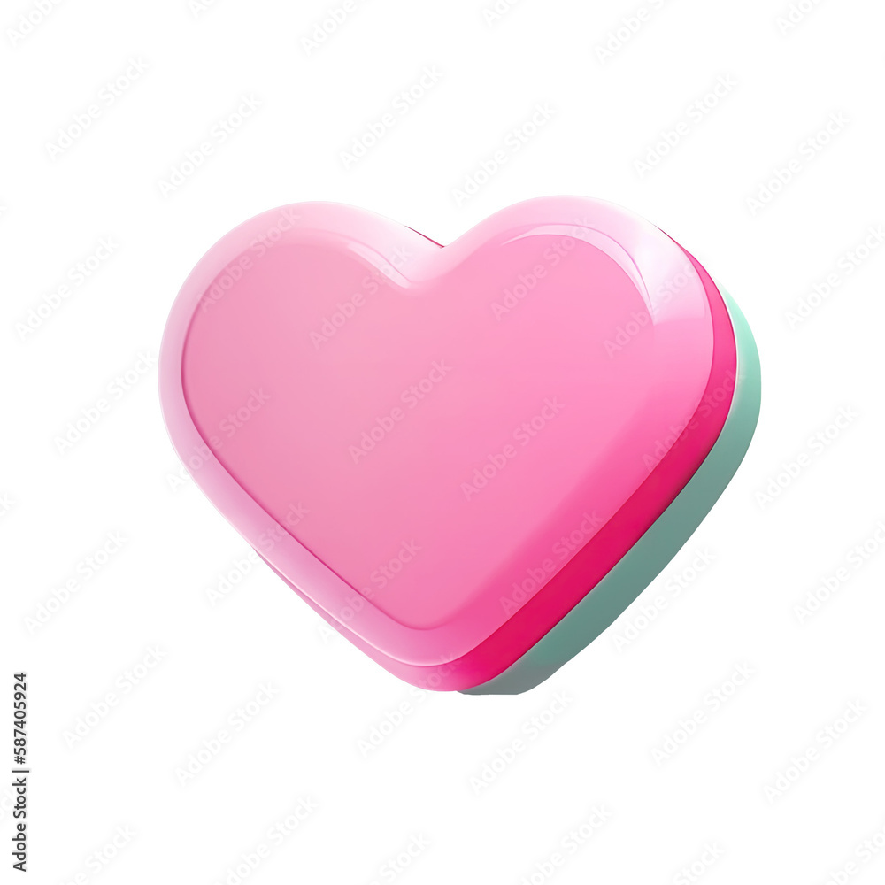 3d icon Valentine Pink heart love shape on isolated transparent background png. Generative ai 3d icon Valentine Pink heart love shape on isolated transparent background png. Generative ai