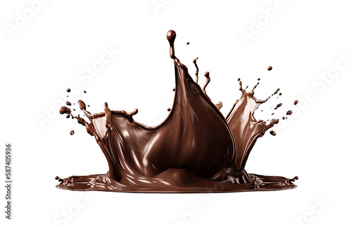 Hot chocolate crown splash on isolated transparent background png. Generative ai