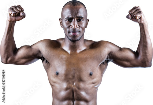 Portrait of muscular athlete posing